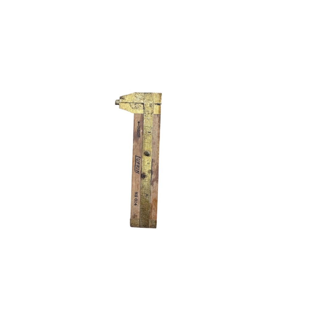 Vintage Lufkin No 014 Boxwood and Brass Caliper Rule Made in England Pocket Tool